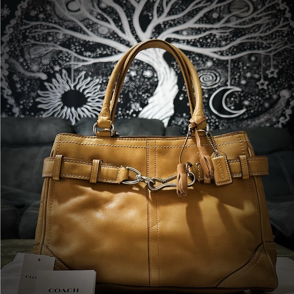 Vintage Coach tote bag shoulder bag Tan Leather 2007 - Picture 4 of 17